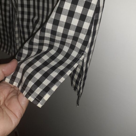 Karen Scott Top L Black White Check Cotton Sleeveless Button-down Summer Shirt - Picture 4 of 5